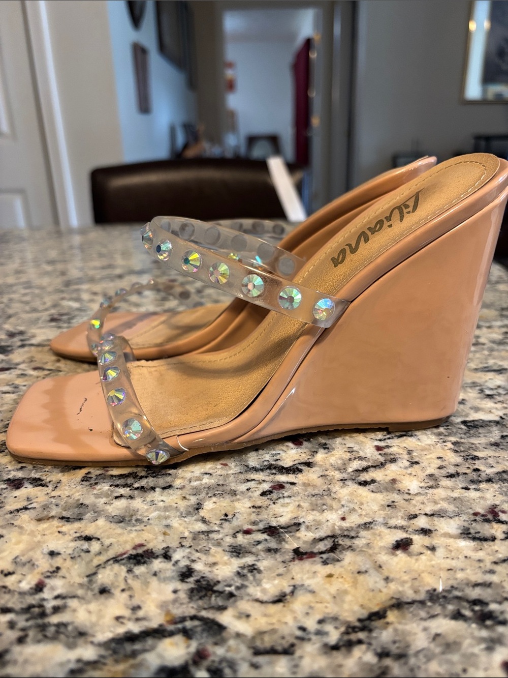Liliana Clear-Strap/holographic Studded Square-Toe Heels